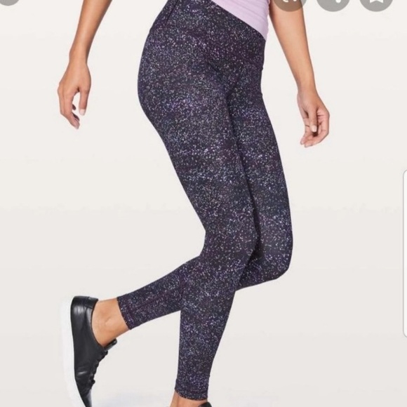 Lululemon High Rise Wunder Under Leggings Luxtreme Purple Galaxy Splatter 8 - Picture 1 of 6